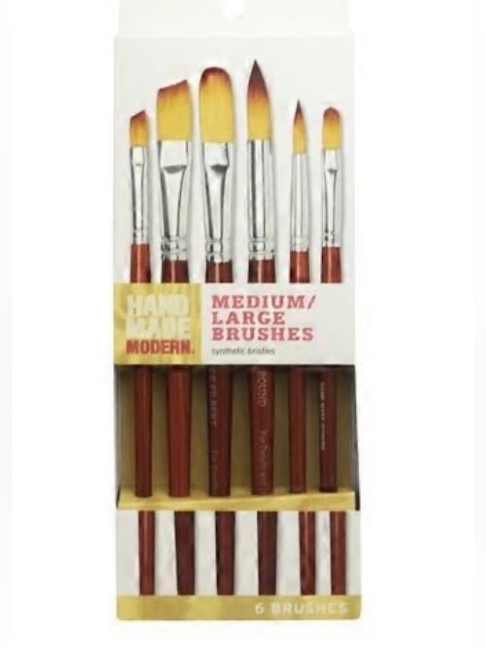 Hand Made Modern 6-Piece Medium/Large Paint Brush Set New with Tags